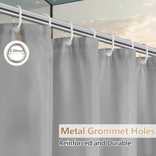 Seenus Light Grey Fabric Shower Curtain Liner with 3 Large Magnets, 72
