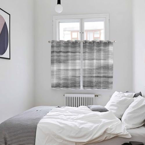 Grey Ombre Window Curtains 63 Inch Length 2 Panels Set, Vintage