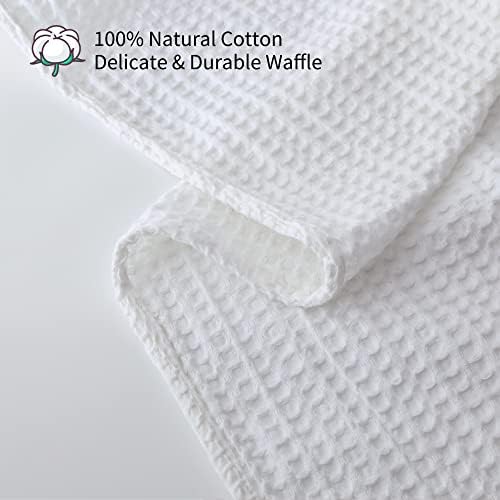 100% Cotton Waffle Blanket for Bed Full Size, White, 84 x 90 Inches