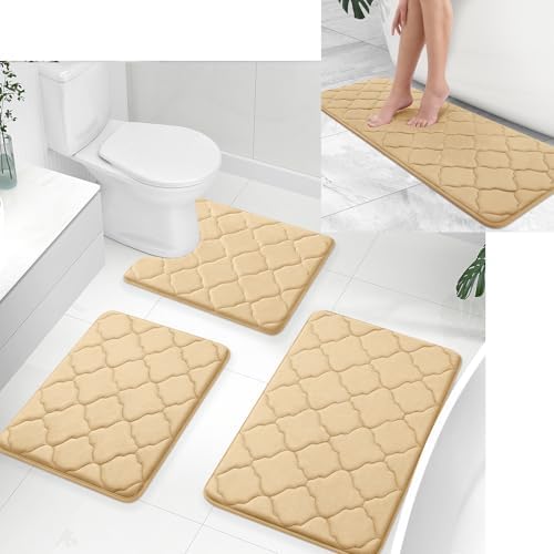 OLANLY Memory Foam Bath Rugs and Toilet Rug U-Shaped, Bath Rug Size