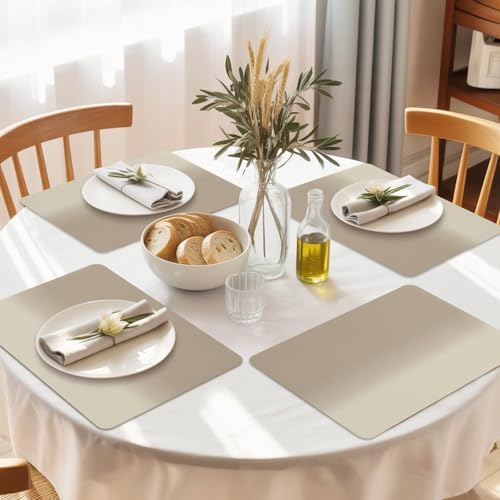 Placemats Set of 6 Modern Khaki Gradient Heat-Proof Water-Proof