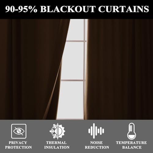 Fcosie Taupe Blackout Curtains 96 Inches Long Faux Linen Room