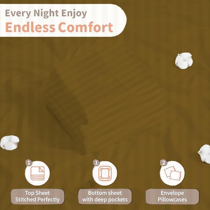 Linens Limited Luxury 6 Piece Sheet Set 100% Egyptian Cotton Premium