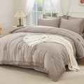 Andency Oversized King Comforter Set, 7 Pieces Wheat Green Bedding