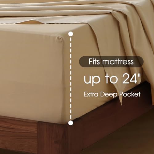 HYPREST California King Sheet Sets Deep Pocket 18-24 Inch 100% Cotton