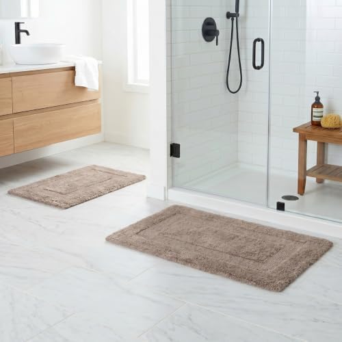 Bathroom Rugs - 2-Piece Cotton Bathroom Mat Set - Machine Washable