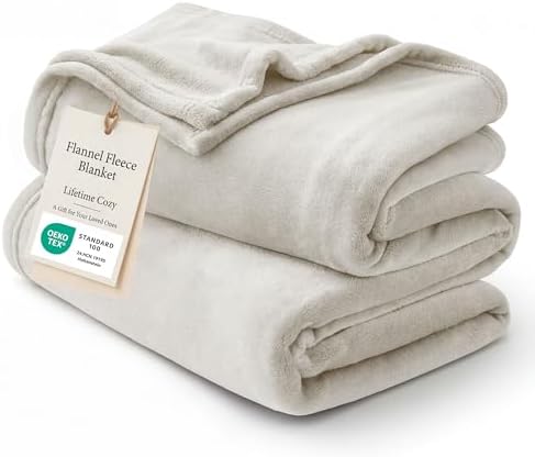 Bedsure GentleSoft Fleece Throw XL Blanket Linen Beige - 300GSM Soft