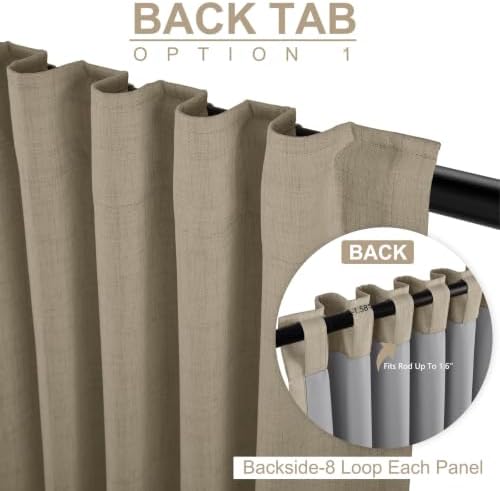 Faux Linen Total Blackout Curtains for Bedroom 96 Inches Long, Plaza