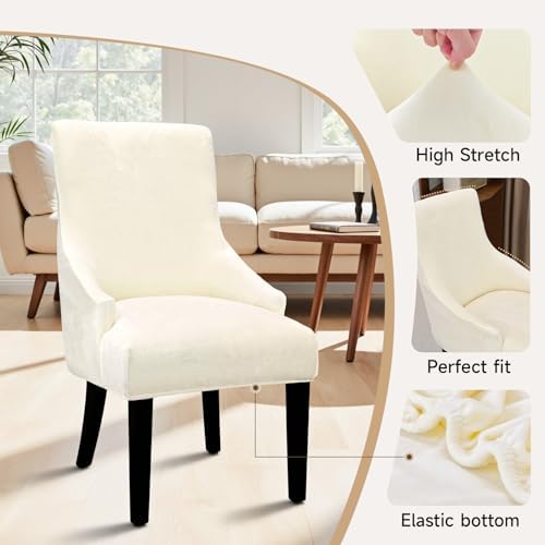 Velvet Wingback Dining Chair Cover Soft Stretch Accent Chair Cover