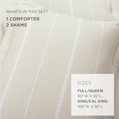Lush Decor Classic Farmhouse Woven Striped Comforter King Size 3 Piece