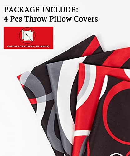 D DIFARIC Red and Black Throw Pillow Covers 18x18 Inches Set of 4