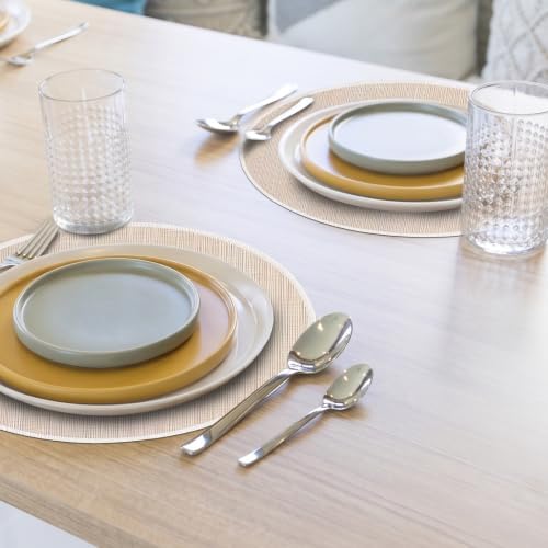 Beige Placemats Set of 6, 15 Inch Round for Kitchen & Dining Room