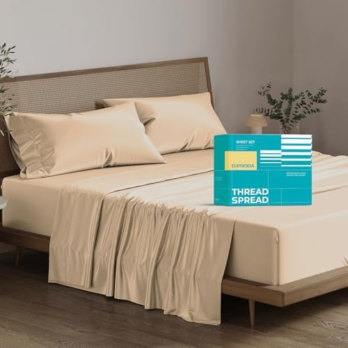 THREAD SPREAD 800 Series Egyptian Cotton Full Size Sheets Set, Taupe