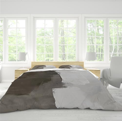 Abstract Duvet Cover 3 Pieces Set Minimalist Abstract Gray Comforter