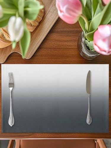 Placemats Set of 8 for Dining Table, Gray Gradient Washable Non-Slip