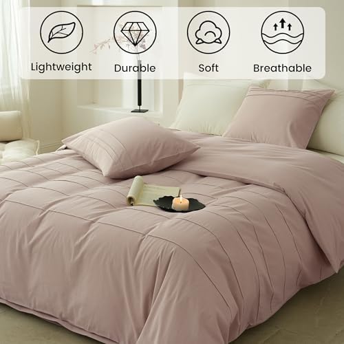 BISELINA 100% Washed Cotton Duvet Cover Set – Soft & Cozy Summer