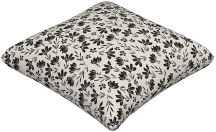 Black Cream Floral Throw Pillow Covers Vintage Rustic Old Style Square