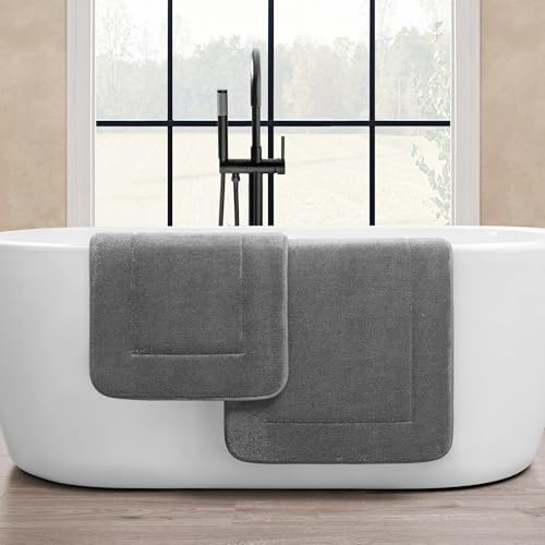 Oliver Brown - Terry Bath Mats, Set of 2 Memory Foam Bath Rugs