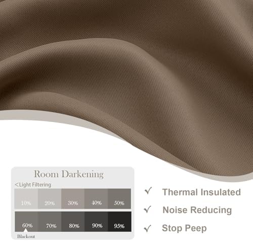 Gwine Brown Blackout Curtains 72 Inches Long 2 Panels for Living Room