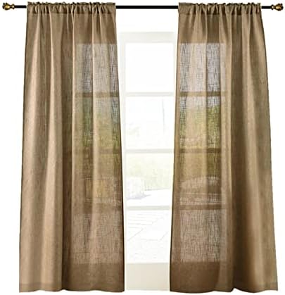 Valea Home Soft Burlap Look Natural Tan Rod Pocket Window Curtain