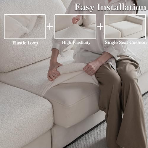 OHSIO Couch Cushion Covers for Sectional Sofa, Stretch Soft Sofa