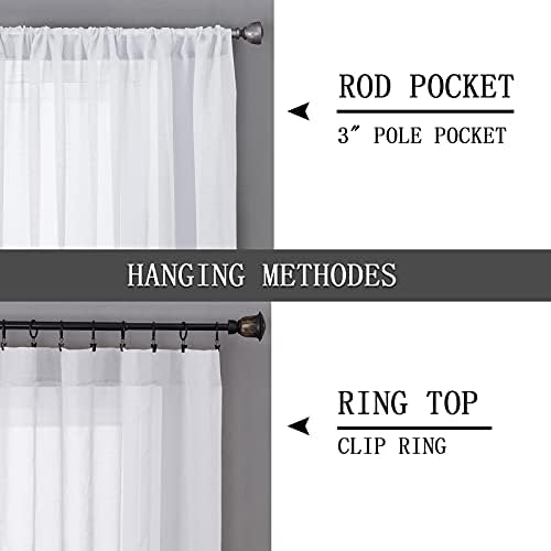 Tollpiz Sheer Curtain Linen Textured Bedroom Curtains Sheer Light