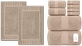 White Classic 2 Luxury Taupe Bath Mats 22 x 34 and 8 Piece Taupe Bath