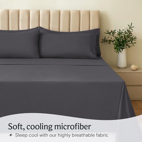 LuxClub 6 PC King Size Sheet Set Sheets Deep Pockets 18" Eco Friendly
