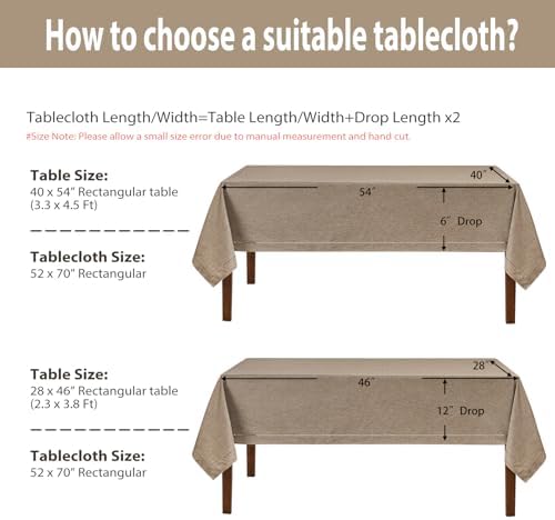 Flaxen 52x70 Rectangle Polyester Linen Farmhouse Tablecloth