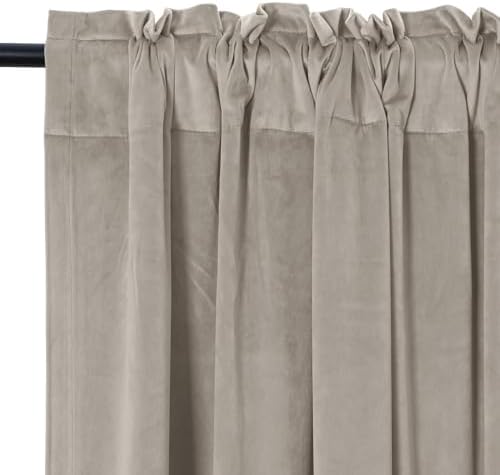 Drapifytex Extra Long 120 Inches Back Tab Gray Beige by 52 Inches Wide