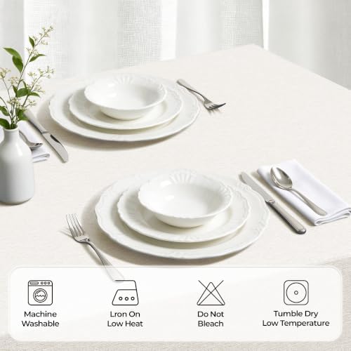 Decorelia Faux Linen Farmhouse Table Cloth 60"x104" for 6 ft Rectangle