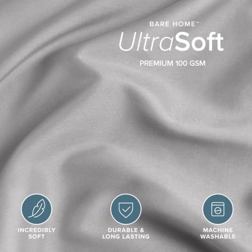 Bare Home Duvet Cover Set 1800 Ultra-Soft (Twin/Twin XL, Light Grey)