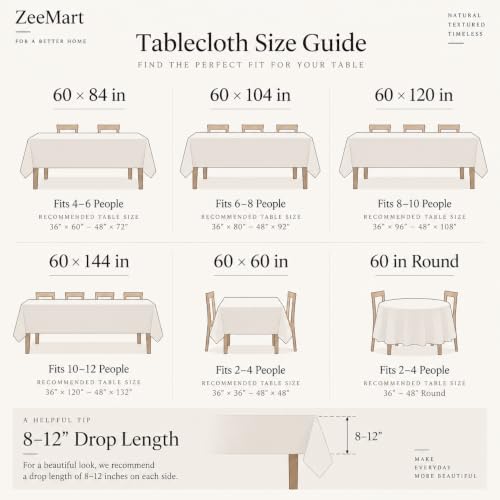 ZeeMart Linen Checked 8 Foot Rectangle Table Cloth 60x120in Charcoal