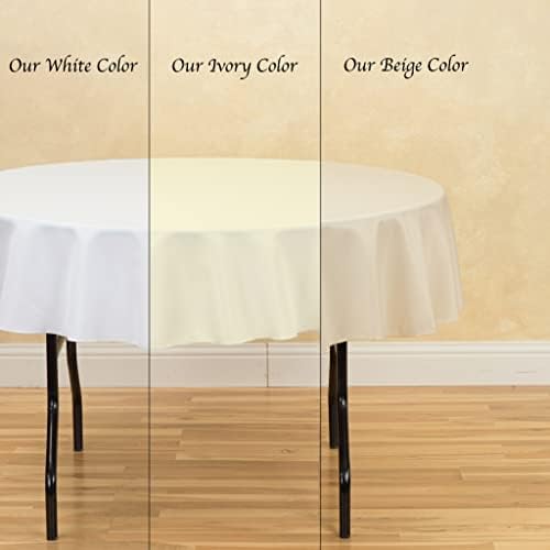 LTC LINENS Tablecloth 70-Inch Round Polyester Tablecloth Beige