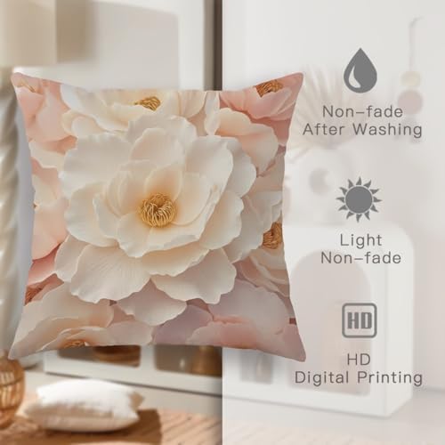 Flower Throw Pillow Covers Set of 2, Floral Elegant Petal Gold Center