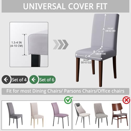 Dining Chair Covers Set of 6, Stretch Kitchen Removable Washable