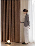 2-Pack Brown Blackout Window Curtain Panels, Casual Textured Draperies