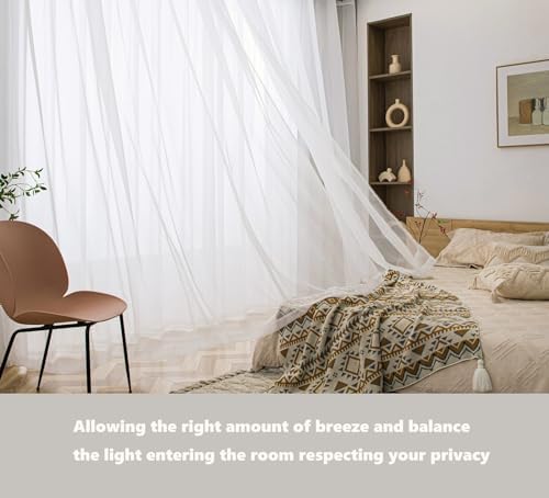 PI Sheer Curtain 108 Inches Long,Light Window Drapery Soft Airy Voile