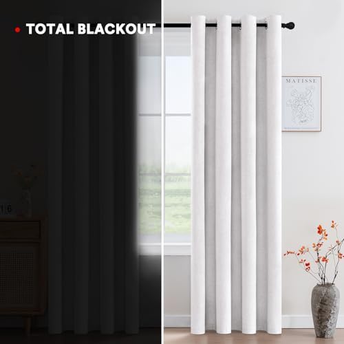 Princedeco Blackout Curtains Linen Blended 108 Inch Long Room