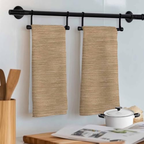 Light Khaki Kitchen Towel Rustic Minimalist Solid Color Linen Texture