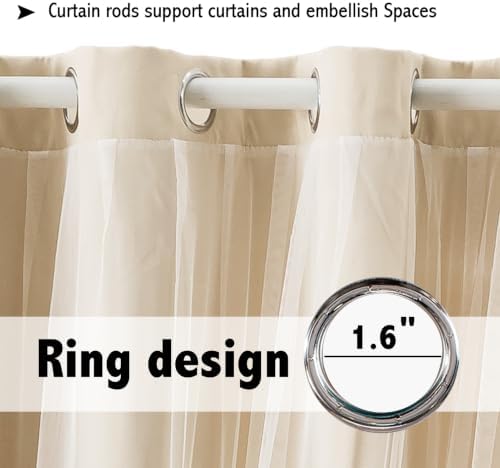 indistar Home Blackout Curtains Double Layer Solid Sheer Grommet Top
