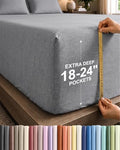 CGK Extra Deep Cal King Single Fitted Sheet Only - Heathered Grey