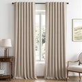 MIULEE 100% Blackout Linen Curtains for Bedroom 42 x 108 Inch Beige 2