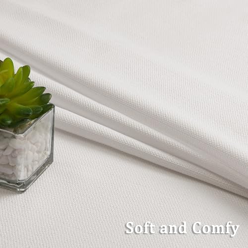 Lecloud Bessie Ivory Curtains 72 Inches Long 2 Pcs, Dual Rod Pocket