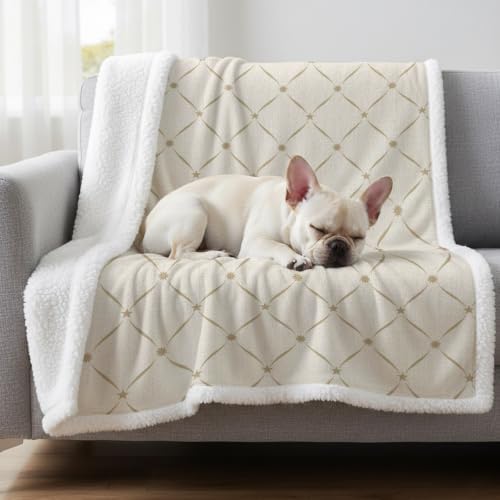 Classic Grid Sherpa Fleece Throw Blanket Geometric Crossed Lines