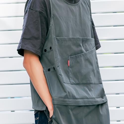 Bib Apron, Adjustable, with Pockets,Detachable Hem Suitable for