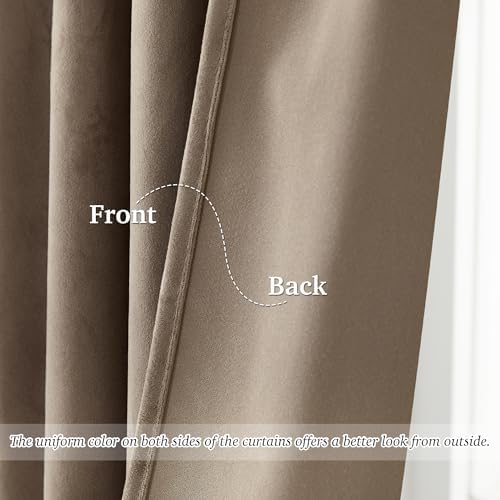 StangH Taupe Velvet Curtains 120 Inches Long 2 Panels Luxury Heavy