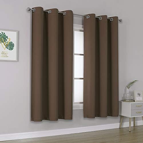 DUALIFE Brown Curtains 72 Inch Length 2 Panels Coffee Color Curtains