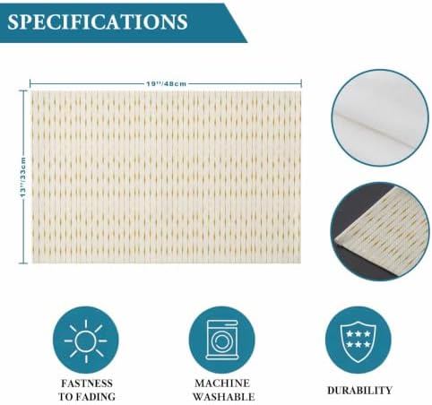 Vertical Stripes Placemats Set of 4, Cotton Linen Fabric Place Mats