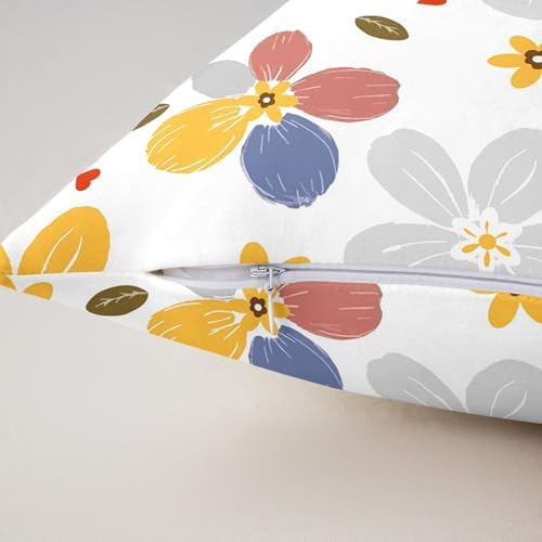 jejeloiu Yellow Flower Cushion Case Colorful Floral Throw Pillow